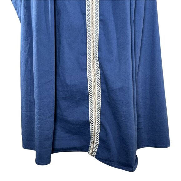 Bobeau Womens Plus 1X Blue White Sleeveless Peasant Tank Blouse Boho Summer - Picture 5 of 11